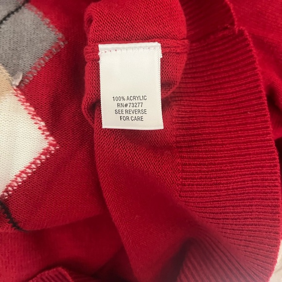 Croft & Barrow Vintage 90's Argyle Red Cardigan Knit Sweater size XL - Picture 8 of 8